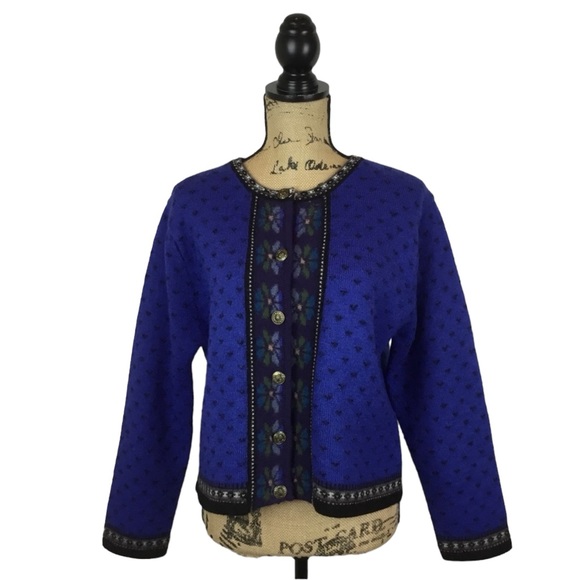 TALLY HO VTG Boiled Wool Fair Isle Nordic Sweater Grandmother - Picture 5 of 9